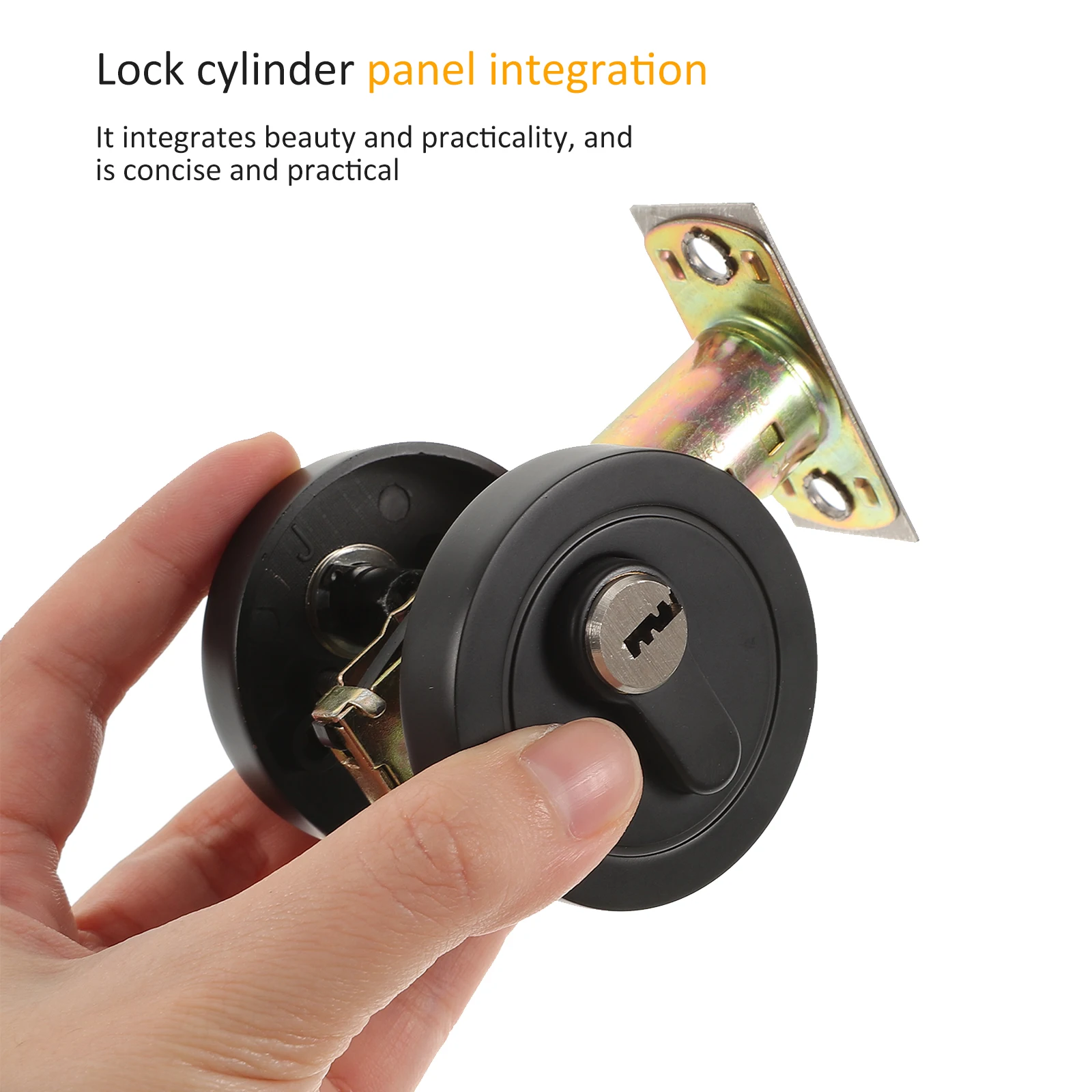 

Single Sided Deadbolt Zinc Alloy Black Knob for Exterior Doors Bedroom Bathroom Locks Cylinder Bolt Hidden Door Lock Round Door