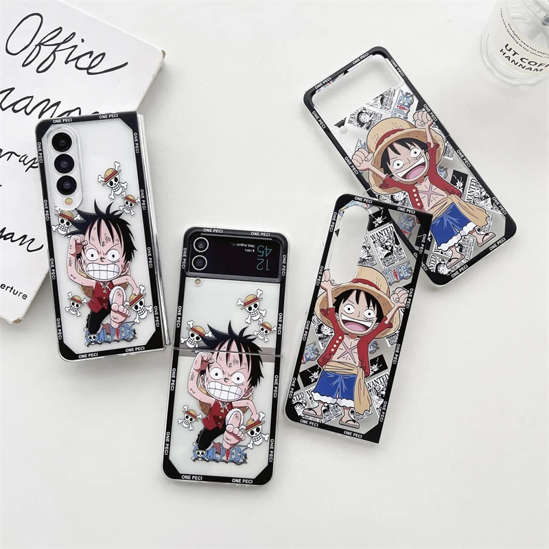 3D Anime O-One Pieces Luffys Phone Cover For Samsung Z Flip3 zflip4 zflip5 Z Fold 3 4 5 zfold4 Japan Anti drop Cute Cartoon Case