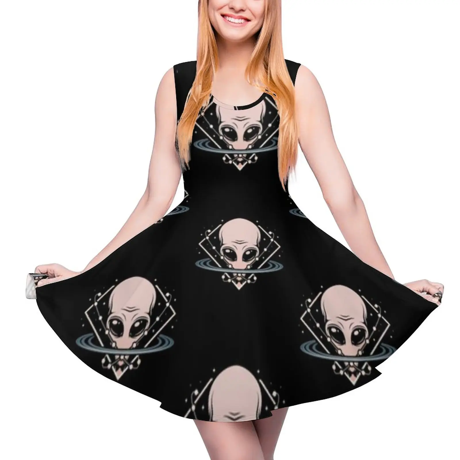 Alien Dress Creepy New Disco Dresses Teen Pattern Fancy One-Piece Dress