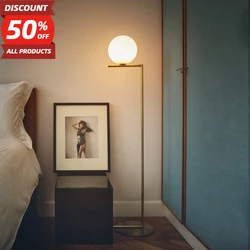 Nordic Glass Floor Lamp Ball Light for Living Room Sofa Bedroom Study Living Room Home Gold Designer Floor Lamp