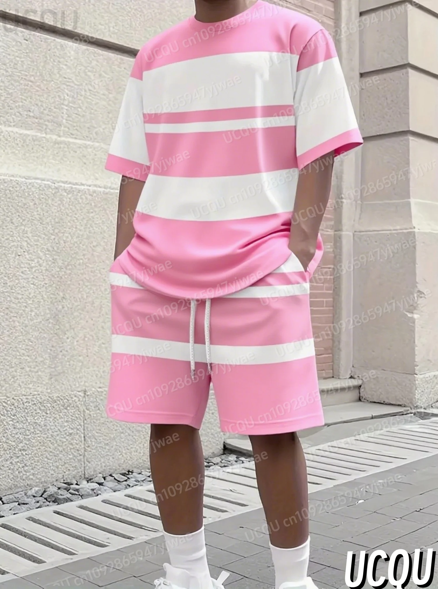 Classic Simple Striped Print Men's Suit Tracksuit 2 Pieces Set American Sports Two-Piece Set Men's Tracksuit Men Clothes