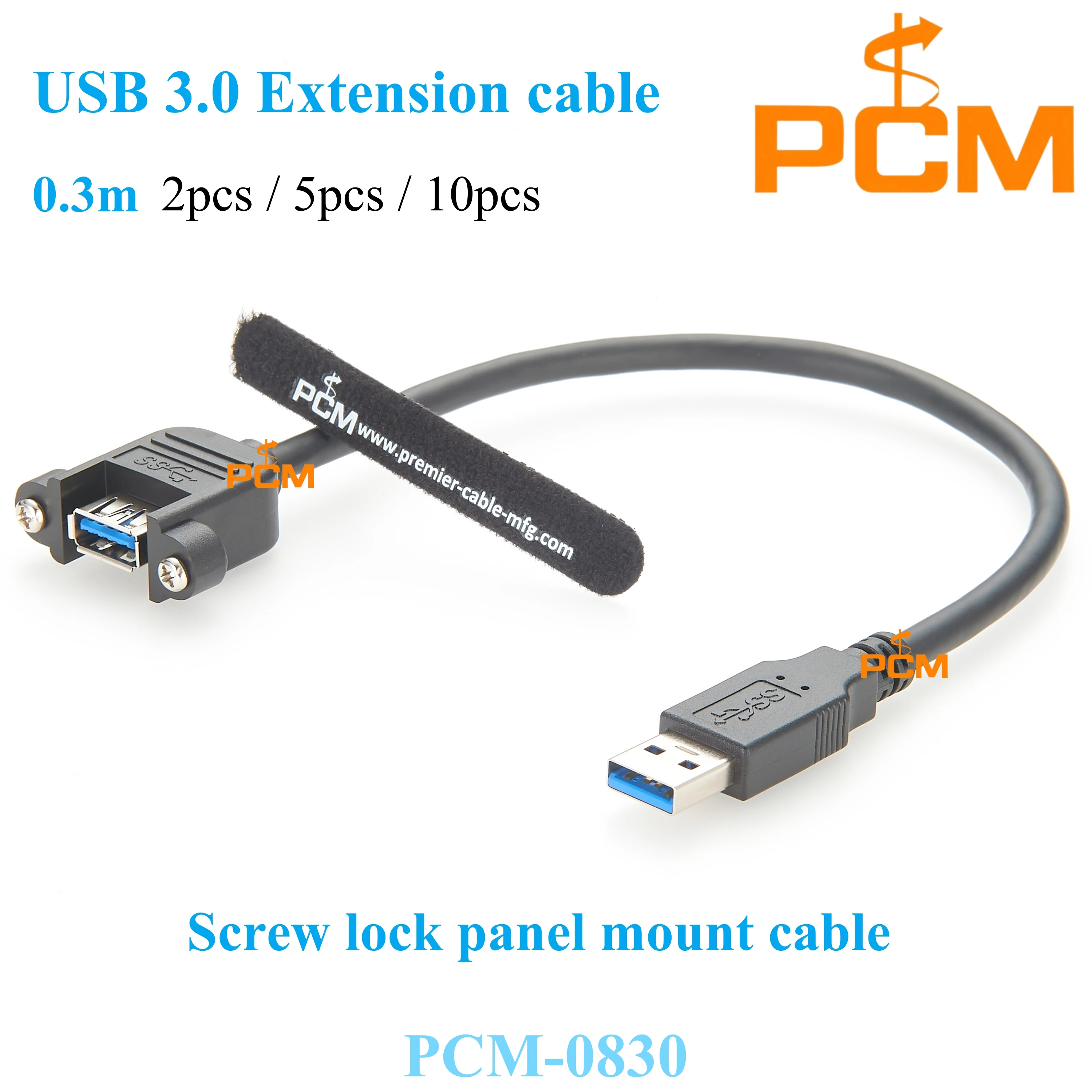 2pcs 30cm High Speed USB 3.0 Male To Female USB 3.0 Extension Cable Wire Computer Host Panel Mount Screw USB Connector Adapter