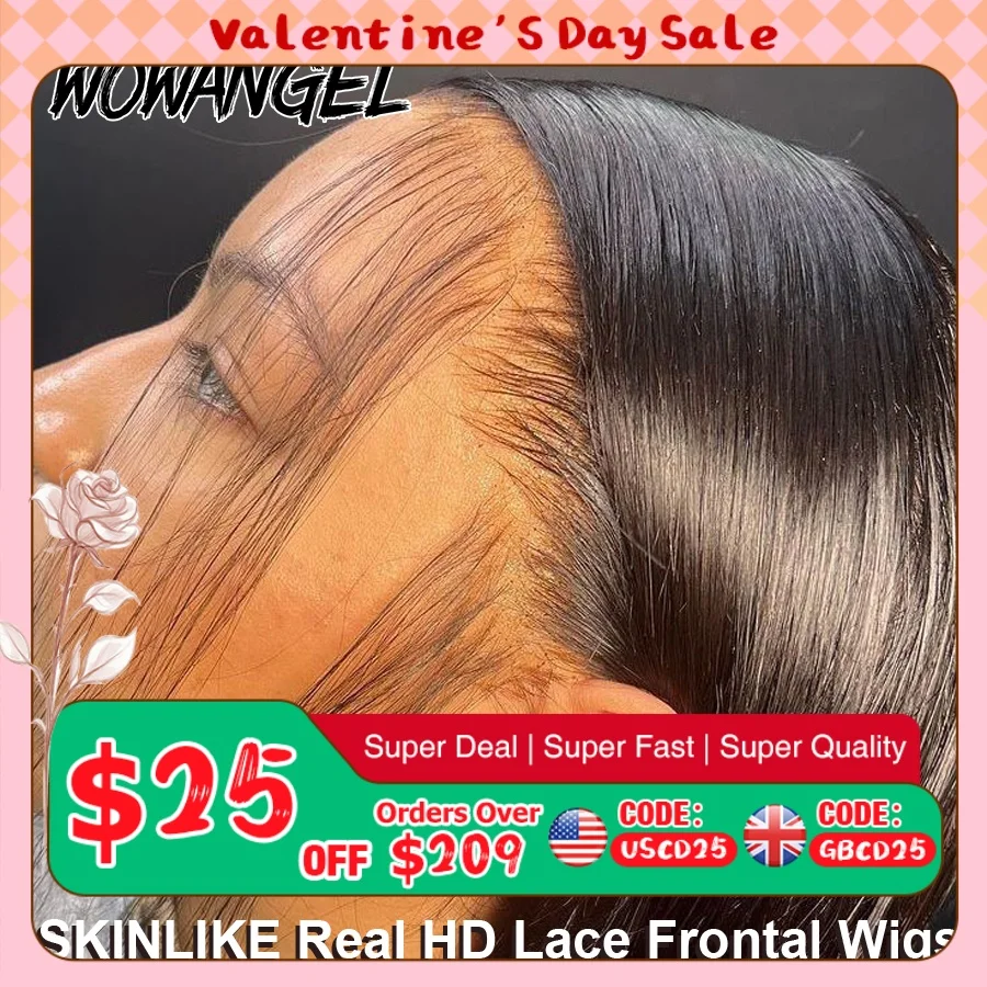 WOW ANGEL HD Lace Frontal Wig 250% 13x6 HD Lace Front Wig Прямые волосы Invisible HD Lace Melt Skin HD Lace Front Human Hair Wig