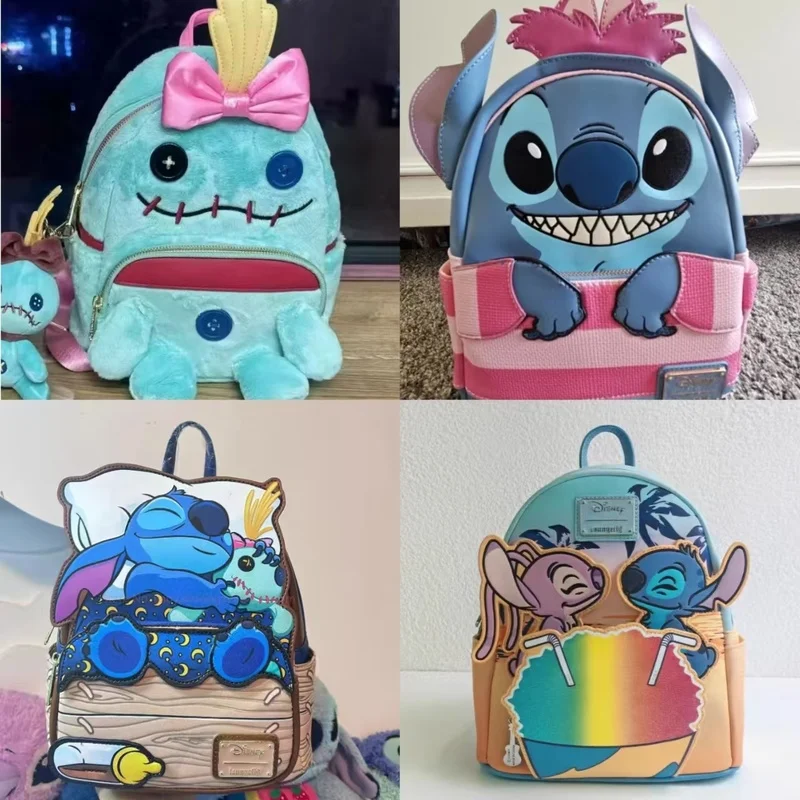 

Новый синий рюкзак Disney Lilo & Stitch с мультяшным принтом для денег для девочек в качестве праздничного подарка