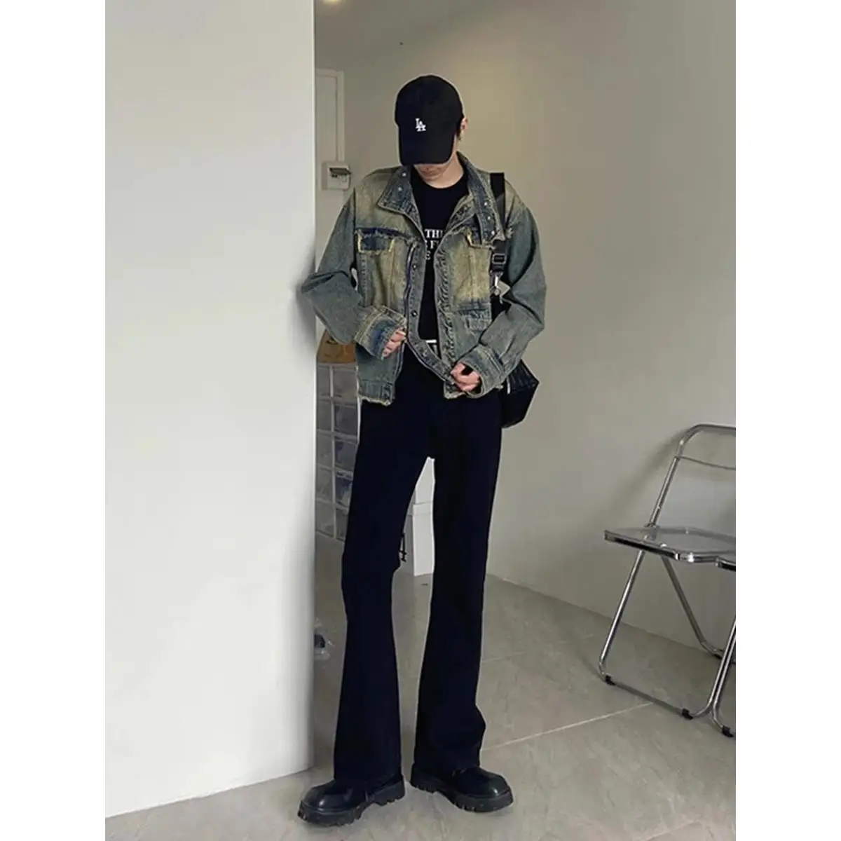 

Мужские брюки Clean Bla: модные, в стиле High Street, осенне-зимние, брендовые, зауженного кроя, для бизнеса и повседневной носки, из других материалов, 00% хлопок.