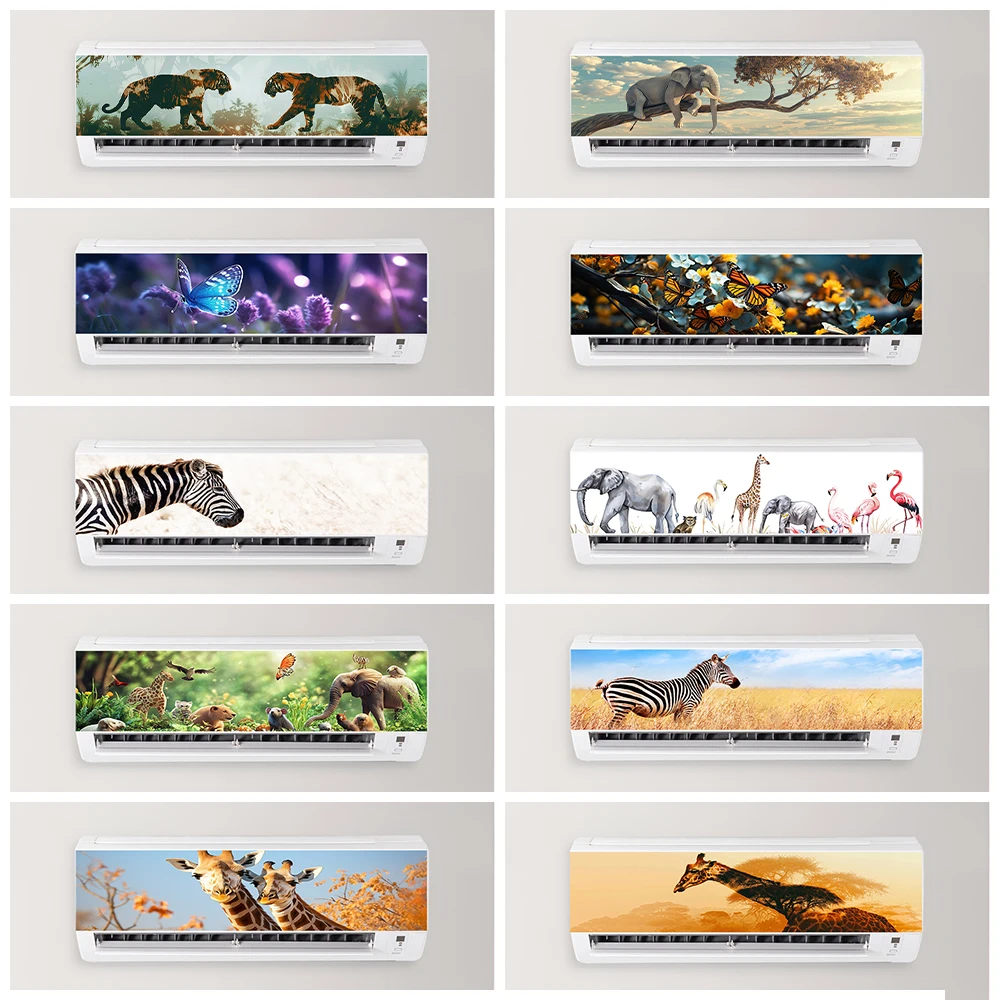 

Elephant Cheetah Wildlife Mural Air Conditioner Sticker Eco Vinyl Wild Animal Giraffe Air Conditioner Renovation Renovation