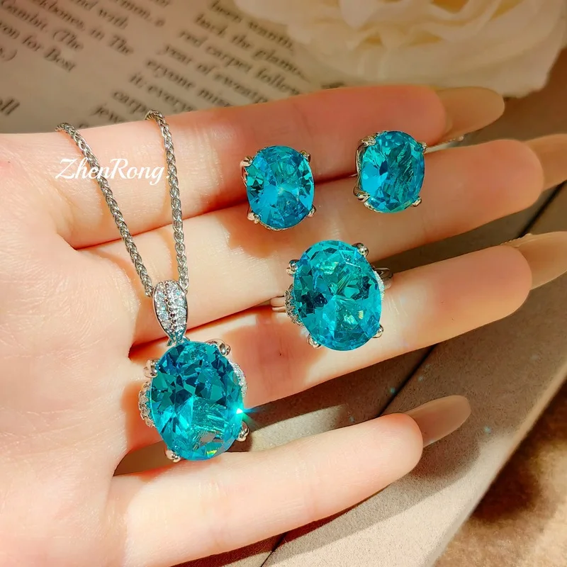 Mint green Paraiba pendant nec - Diamond Stud Earrings recension och pris
