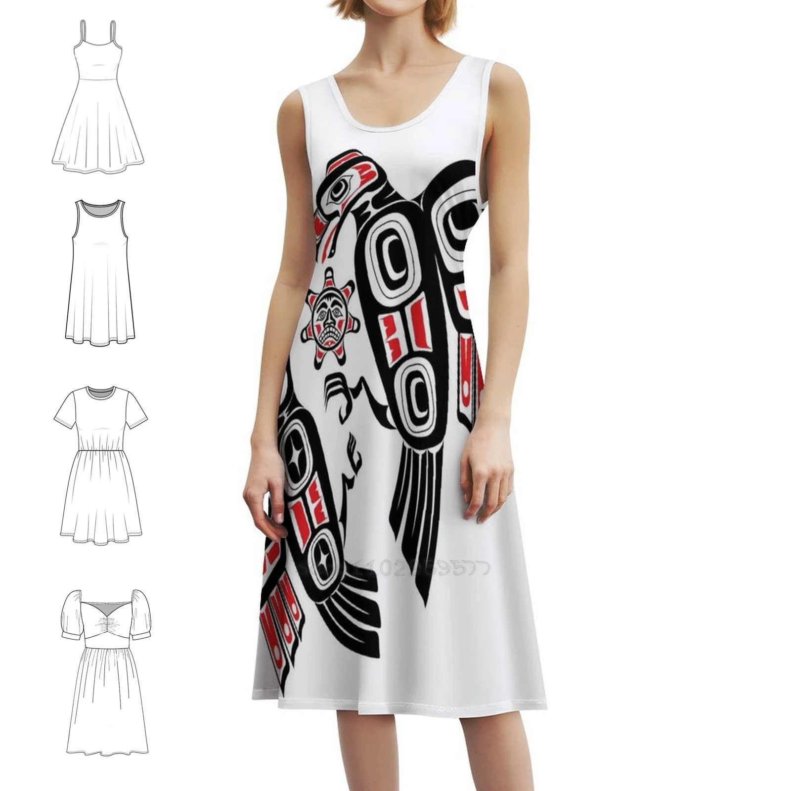 

Eagle Battles Raven For The Light Сексуальное платье для отпуска для женщин Пляжная вечеринка День рождения Мини-платье Первые нации Северо-западного побережья