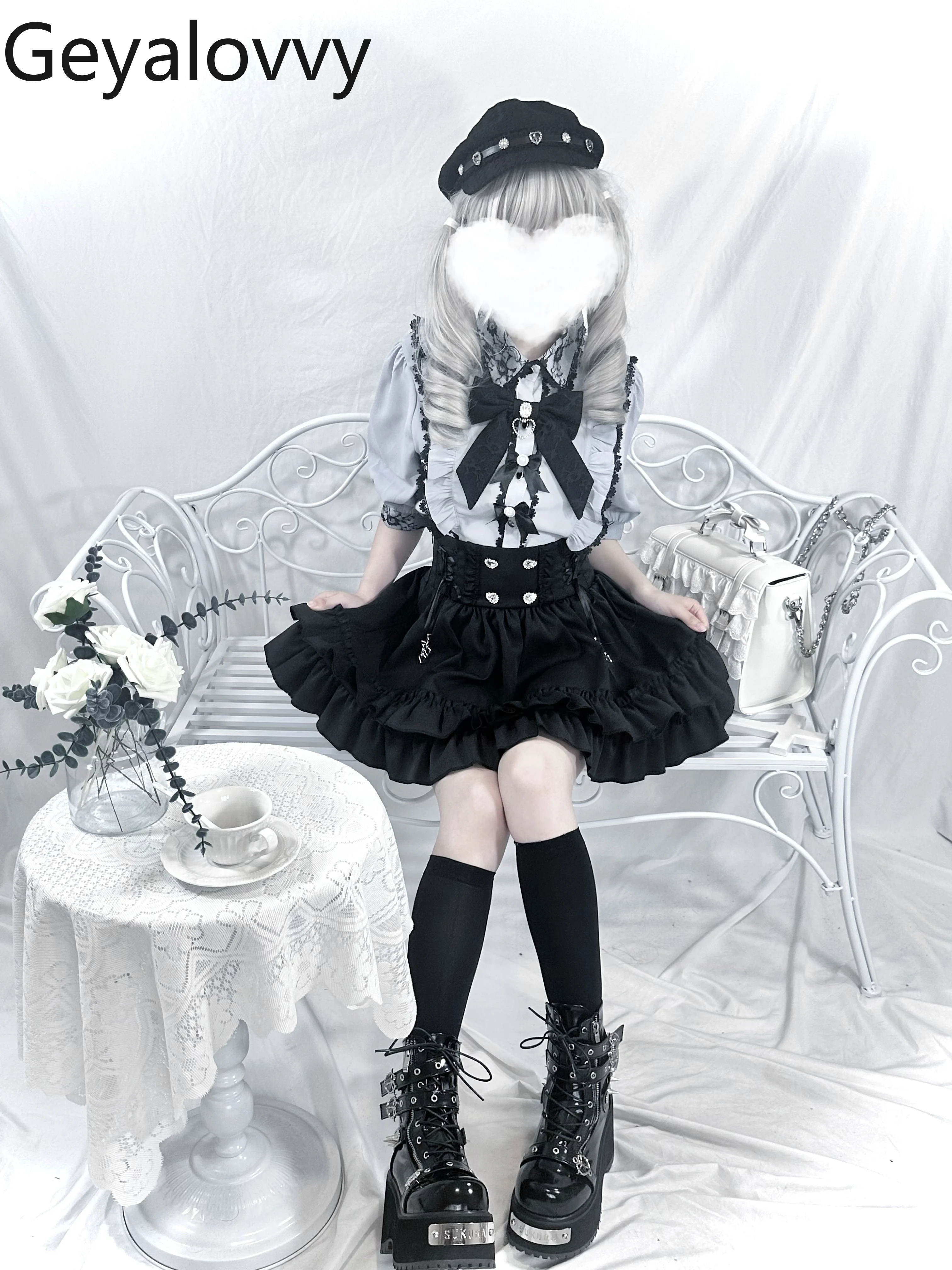 Süße süße Mädchen-Bluse mit vielseitigem Revers und Schleife, Original-Massenproduktion, japanisches Mine-Spitzen-Kurzarmshirt für Damen