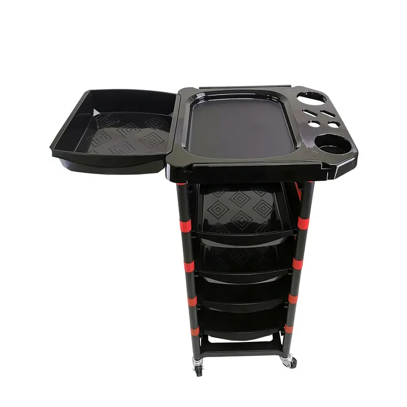 Mobile Hair Salon Trolley Cart with Shelf for Beauty Barber Shop Dyeing Ironing Tools Storage Cabinet Multifunctional Rolling