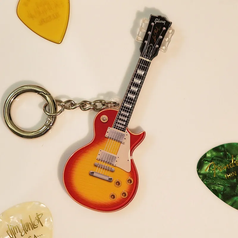 2‑Pack Creative Acrylic Guitar Keychains, Musical‑Instrument Hanging Bag Charm Pendant, Individually‑Packaged Unique Decor Ornam