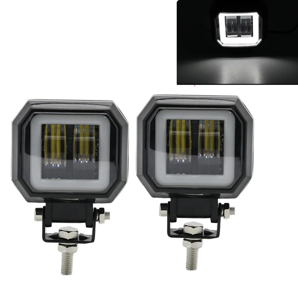 1pair/1pc 3Inch 12V 24V 6500K 40W Waterproof Square LED Portable Spotlights Angel Eyes Light Bar Offroad Car Boat led Work Light