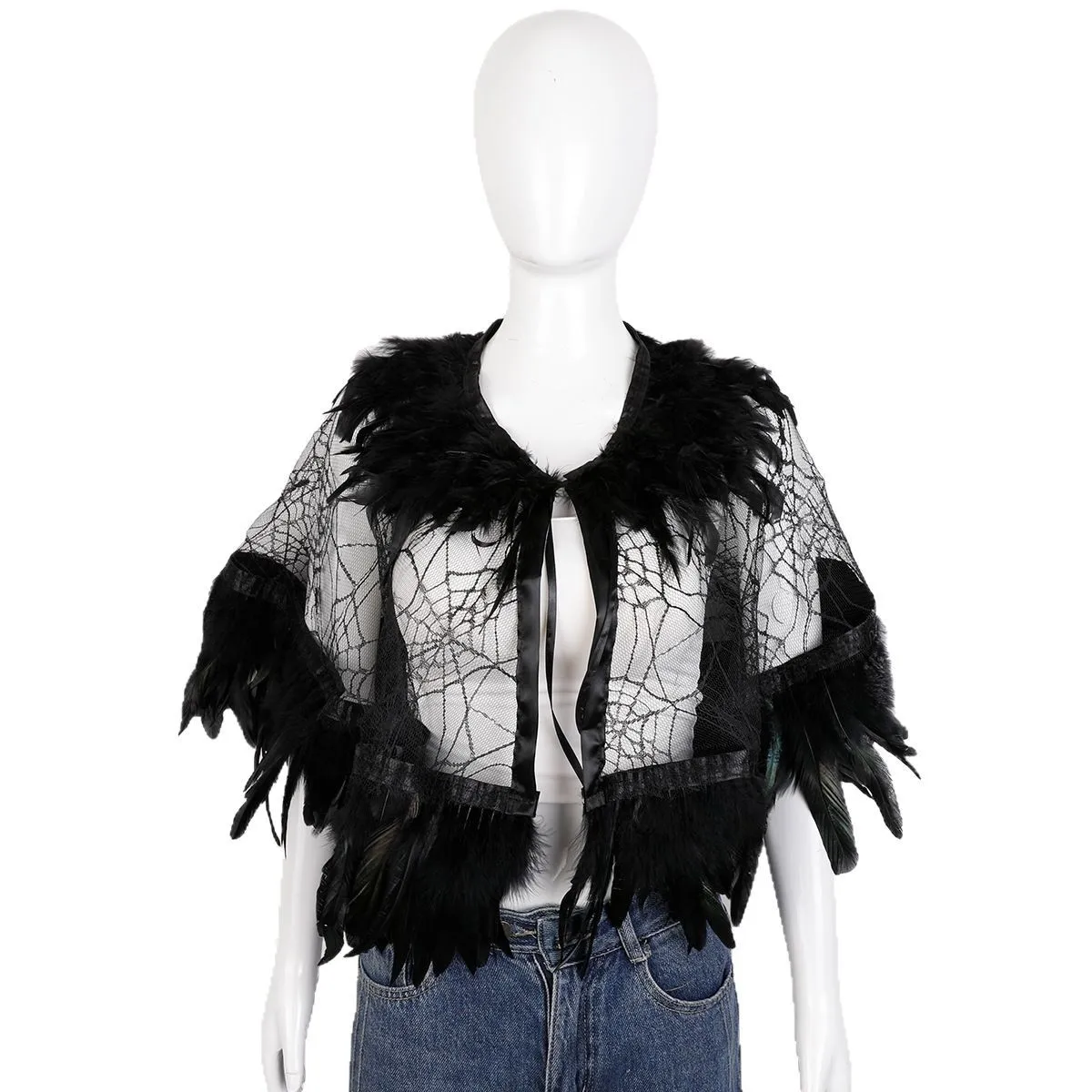 

Накидка на плечо для женщин, накидка, праздничное пальто, перьевое панк-готическое пальто, женская одежда для выпускного вечера, шаль с перьями, пальто на Хэллоуин, куртки