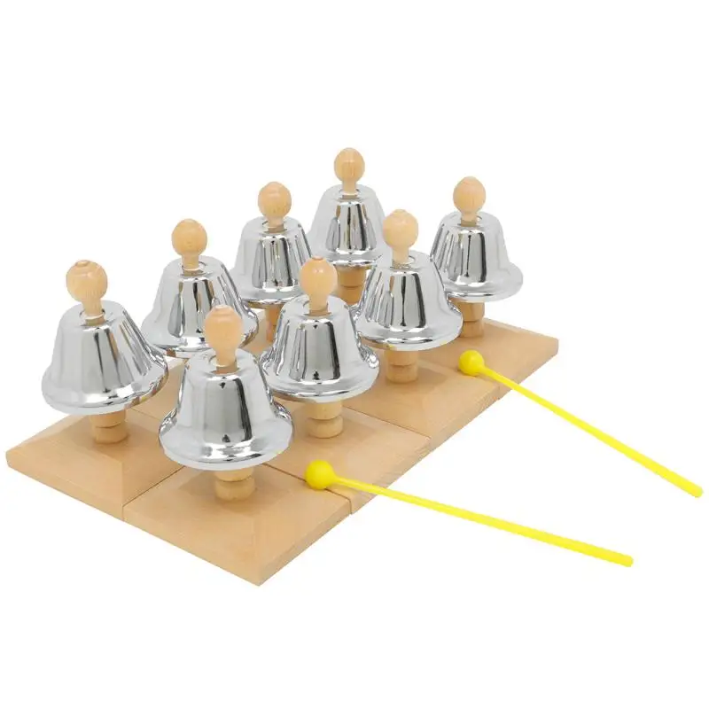 Percussion 8-Note Bell Set Beech Eight-Tone Melody Bell Children Music Enlightenment Sense Bell Handbell Class Bell