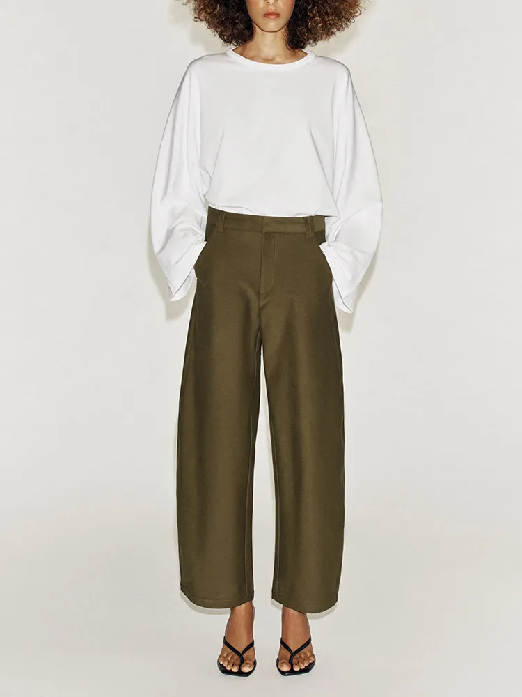 Autumn New Arrival Women's Casual Straight Leg Bucket Pants with Pockets Multicolor High Waist Long Trousers ZA2026