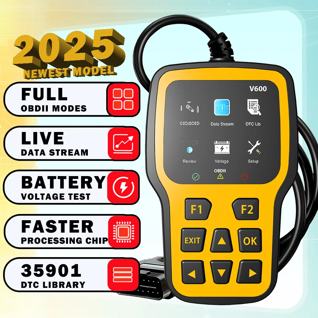 V600 2025Version Full OBDII Function Car Diagnostic Tool Electronic Programming Tool in 10 Languages Without Battery