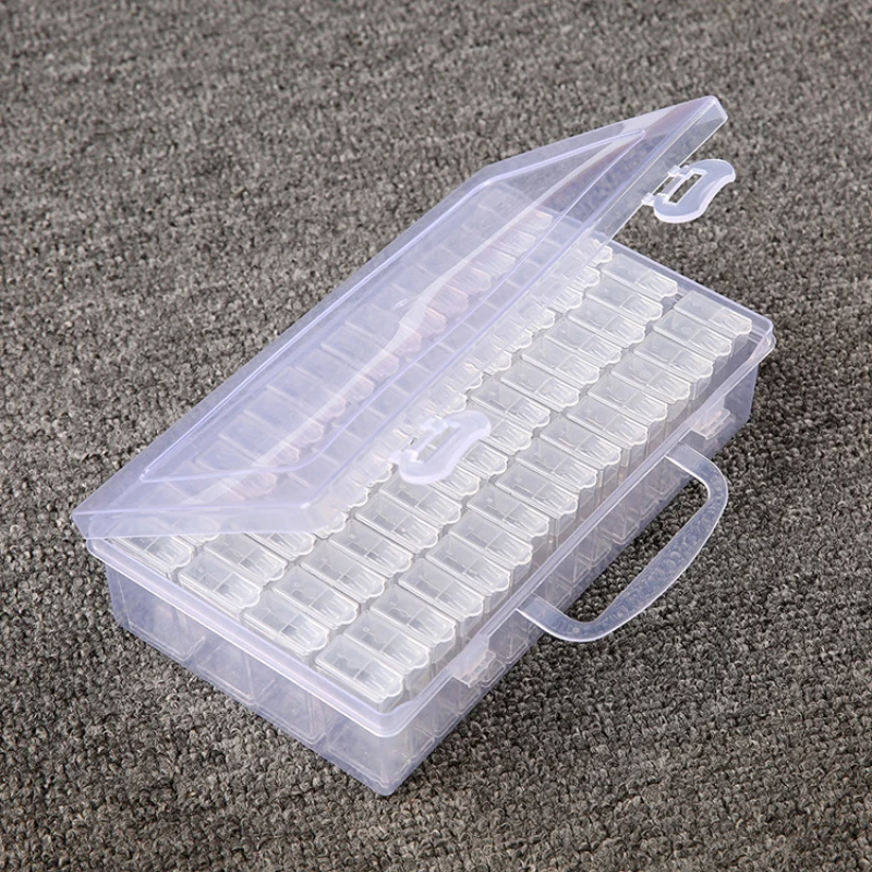 64 Grids Diamond Painting Storage Box Portable Seed Bead Organizer Case DIY Nail Art Plastic Container Bags Sticker