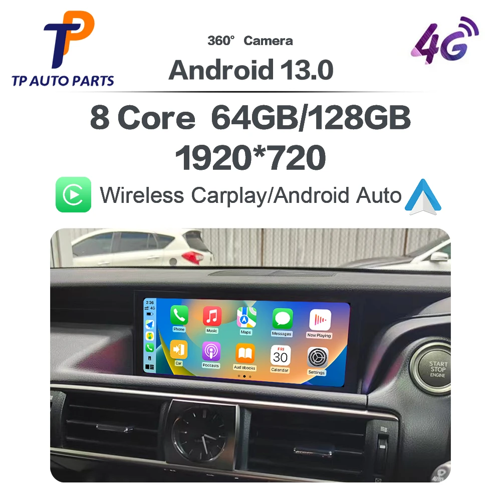 Qualcomm 668 Rádio do carro para Lexus RC, IS Series 2013-2017, Leitor de vídeo multimídia, Navegação GPS, Unidade Carplay, Android 13 Screen