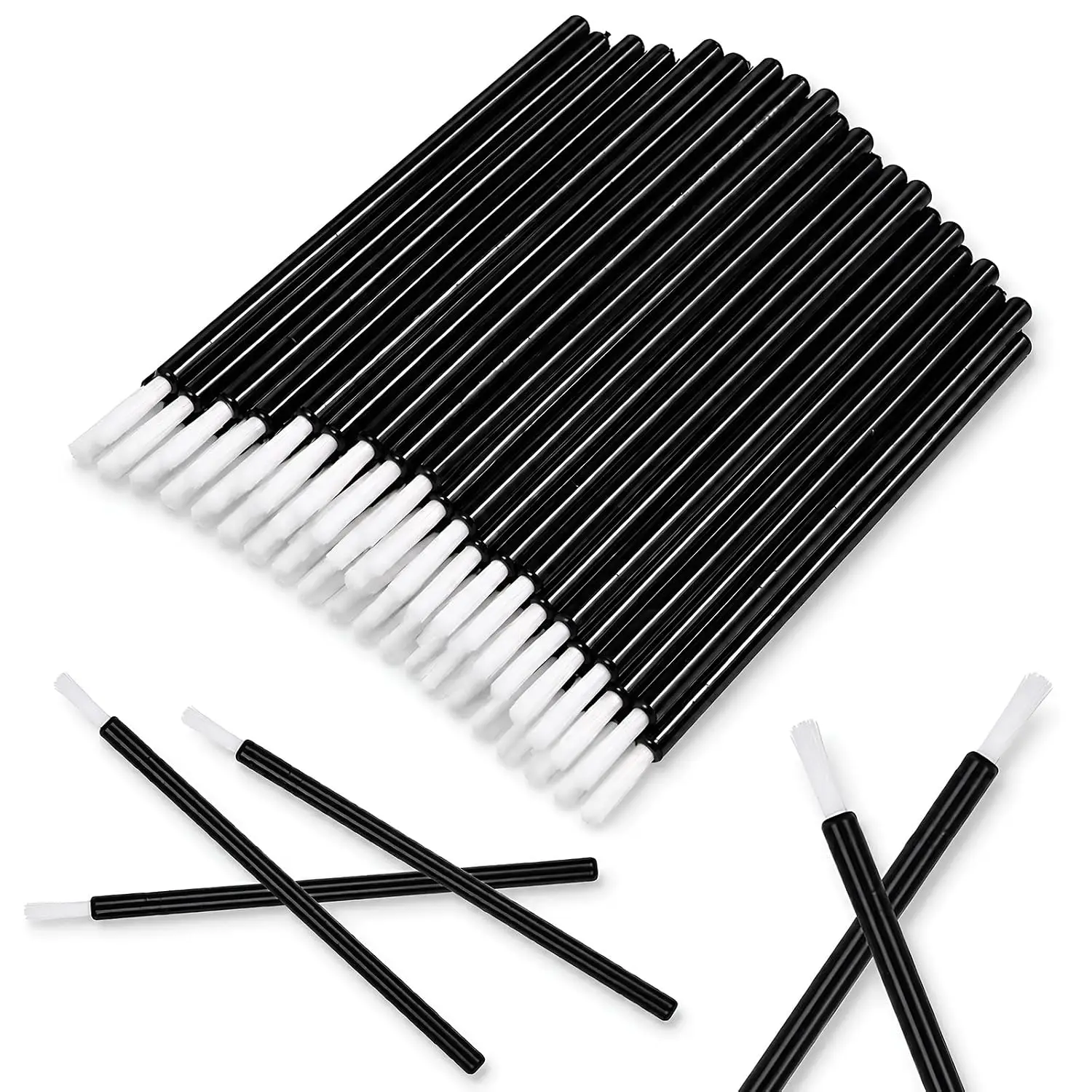 50Pcs Disposable Nail Art Cleaning Brushes Plastic Wooden Handle Remover Stick Multi-use Lip Gloss Applicator Manicure Tools