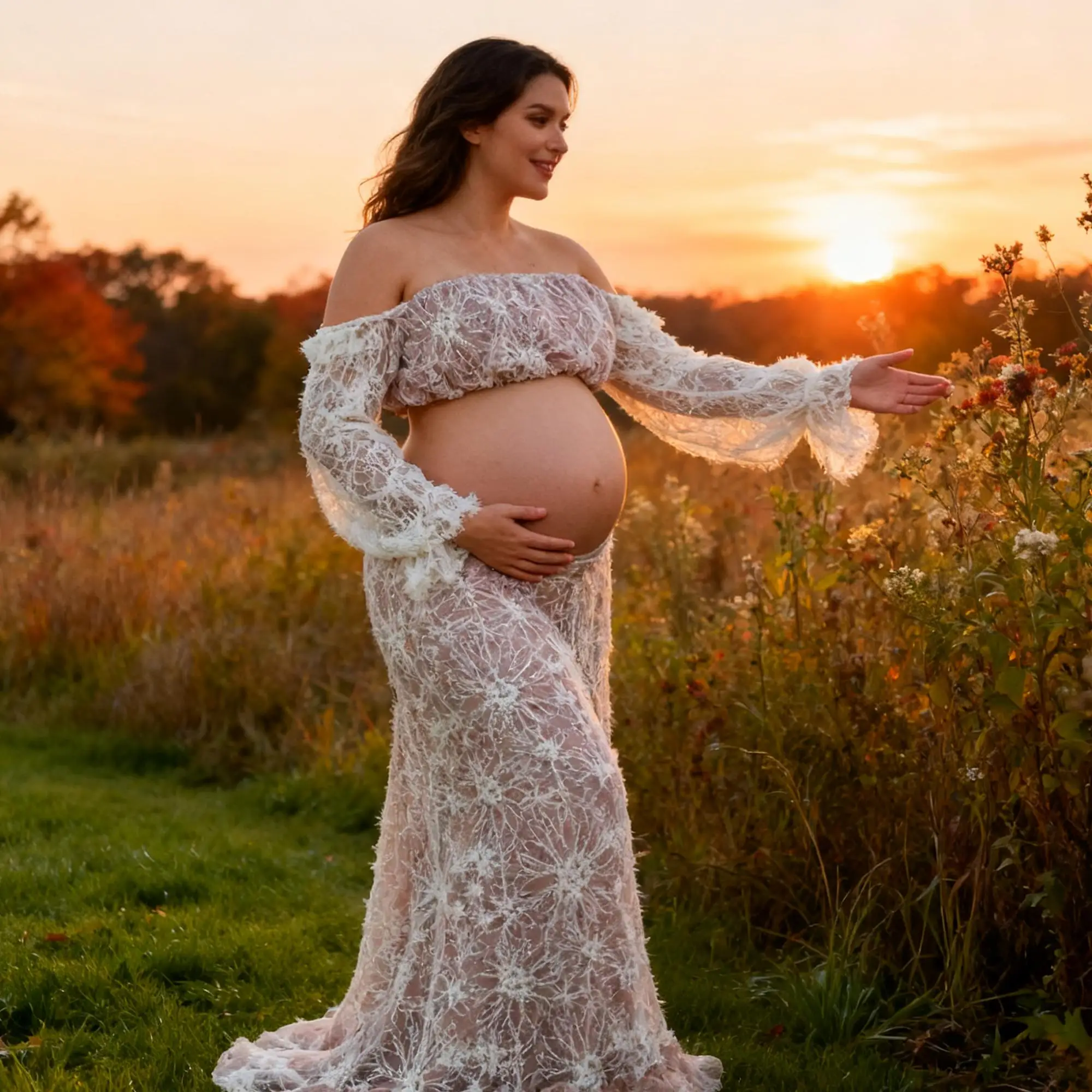 فستان الأمومة من Don&Judy مكون من قطعتين، فستان ملابس بدون أكتاف للنساء الحوامل، فساتين استحمام الطفل #1