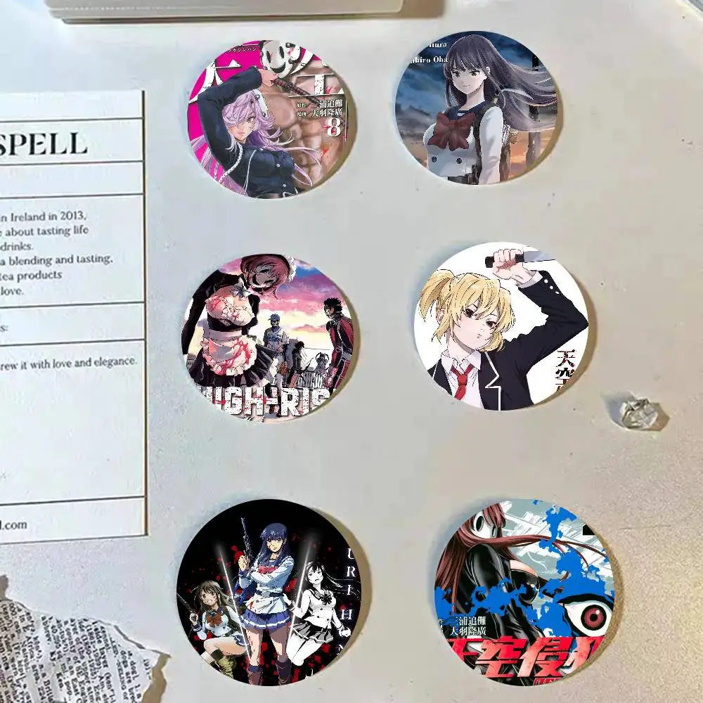 Cartoon Anime H-High-Rise I-Invasion Cartoon Style Badge Brooches On Backpack Decoration Round Enamel Pins For Accessorys