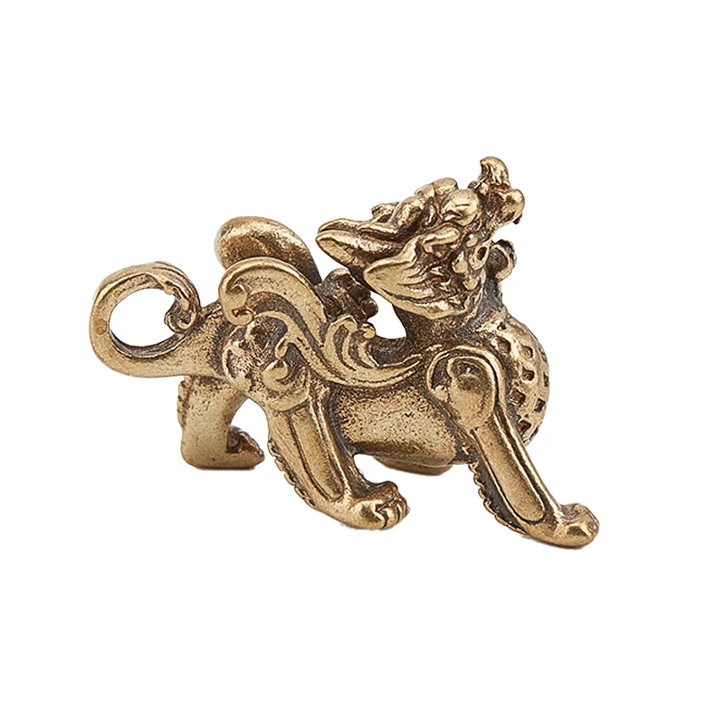 Retro Brass Chinese Ancient Beast Fly Pixiu Home Decor Copper Animal Figurines