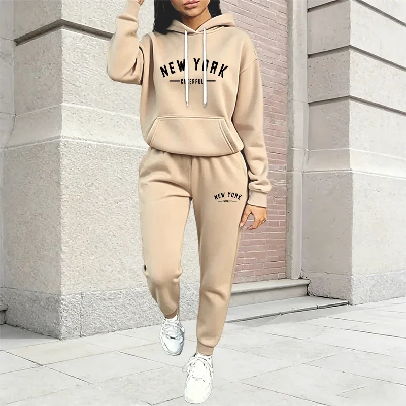 NEW YORK Women's Tracksuit Autumn Winter Hoodies Trousers 2PCS Suit Sports Jogging Street High quality Clothes Women Pants Sets