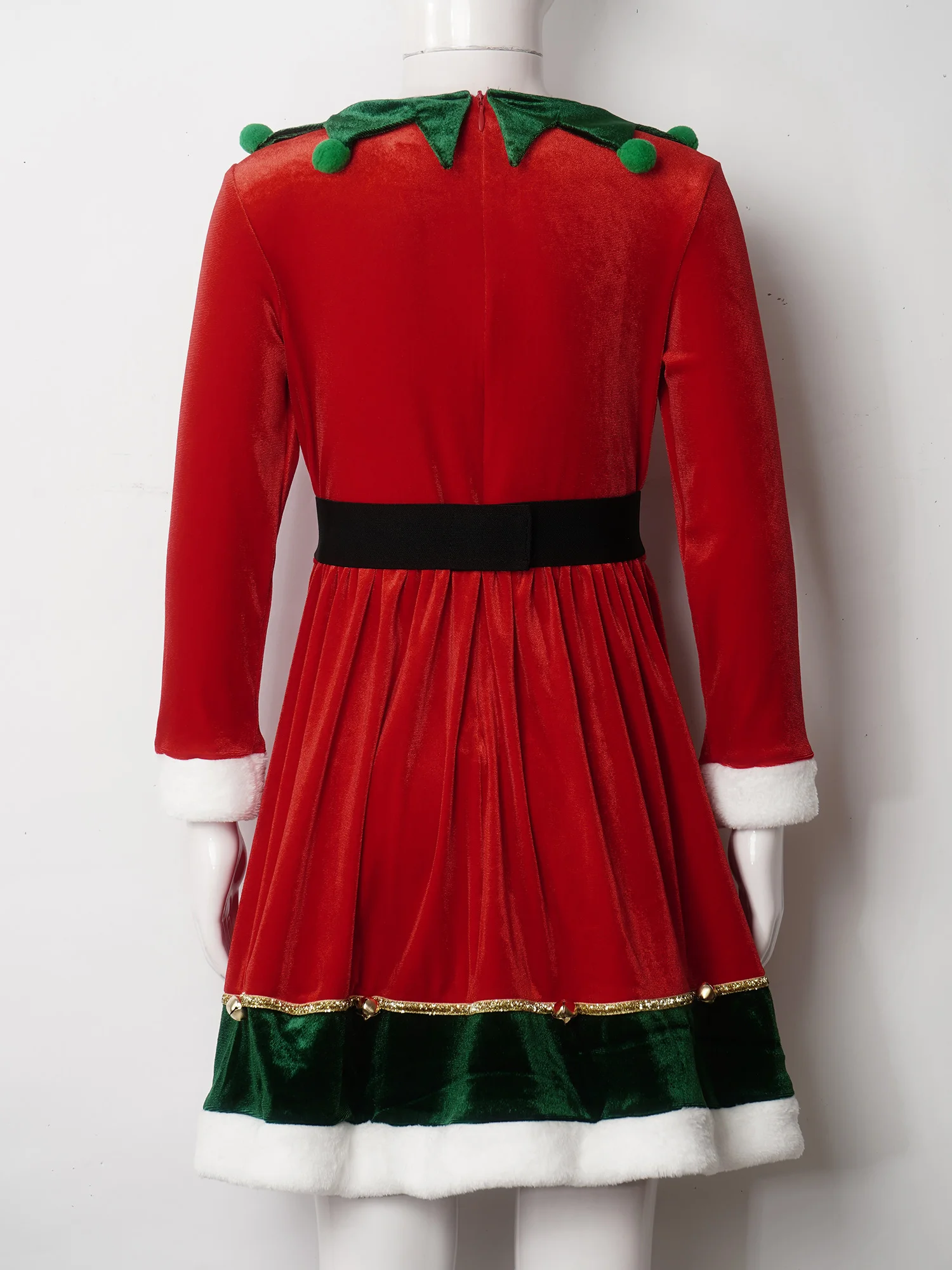 Robe Longue en Velours à Manches sulfpour Fille, Costume de brevCosplay avec Cloches et Col Clown, pour ixde Noël et Nouvel An