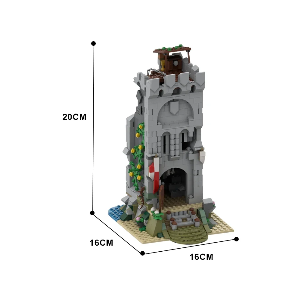 Gobricks MOC 郊外廃塔建築ビルディングブロック DIY モデルカラスとまり木要塞レンガセット廃墟タワーおもちゃギフト
