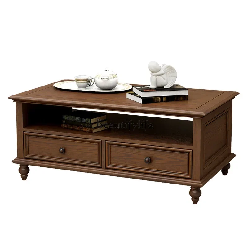 American rural all-solid wood coffee table simple small apartment coffee table