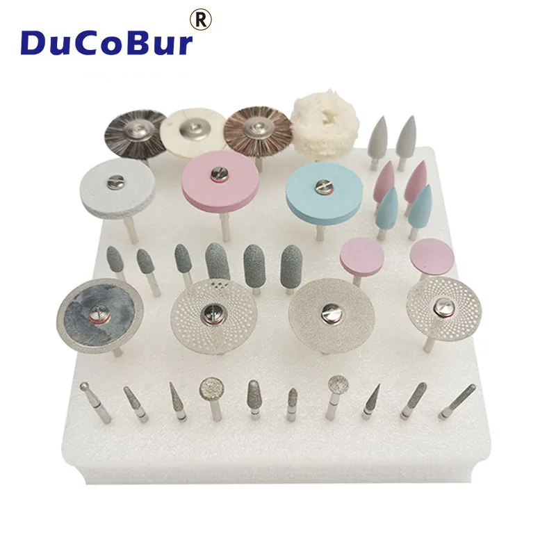 DuCoBur 35pcs/Box Dental Popular HP Kit Diamond Burs Brushes for Grinding or Polish Ceramics/Porcelain Laborary DIY Hobbies Tool