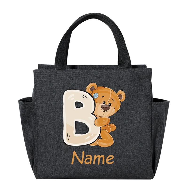 Custom Name Insulated Lunch Bag Cute Cartoon Lunch Box Organizer Insulated Bags Personalized Gift for Kids Thermal Food Bags