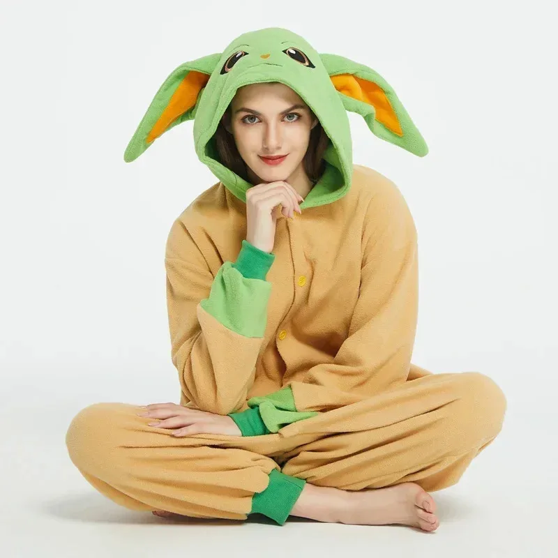 Nuevo disfraz de Halloween Cosplay The Mandalorian Yoda Baby Grogu pijamas amantes del invierno Anime Kigurumi adultos hombres mujeres Carto