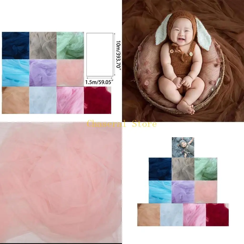 E7CE Mesh Fabric Newborn Photo Background Baby First Moment Net Yarn Background Art Product Backdrops Cloth Decors