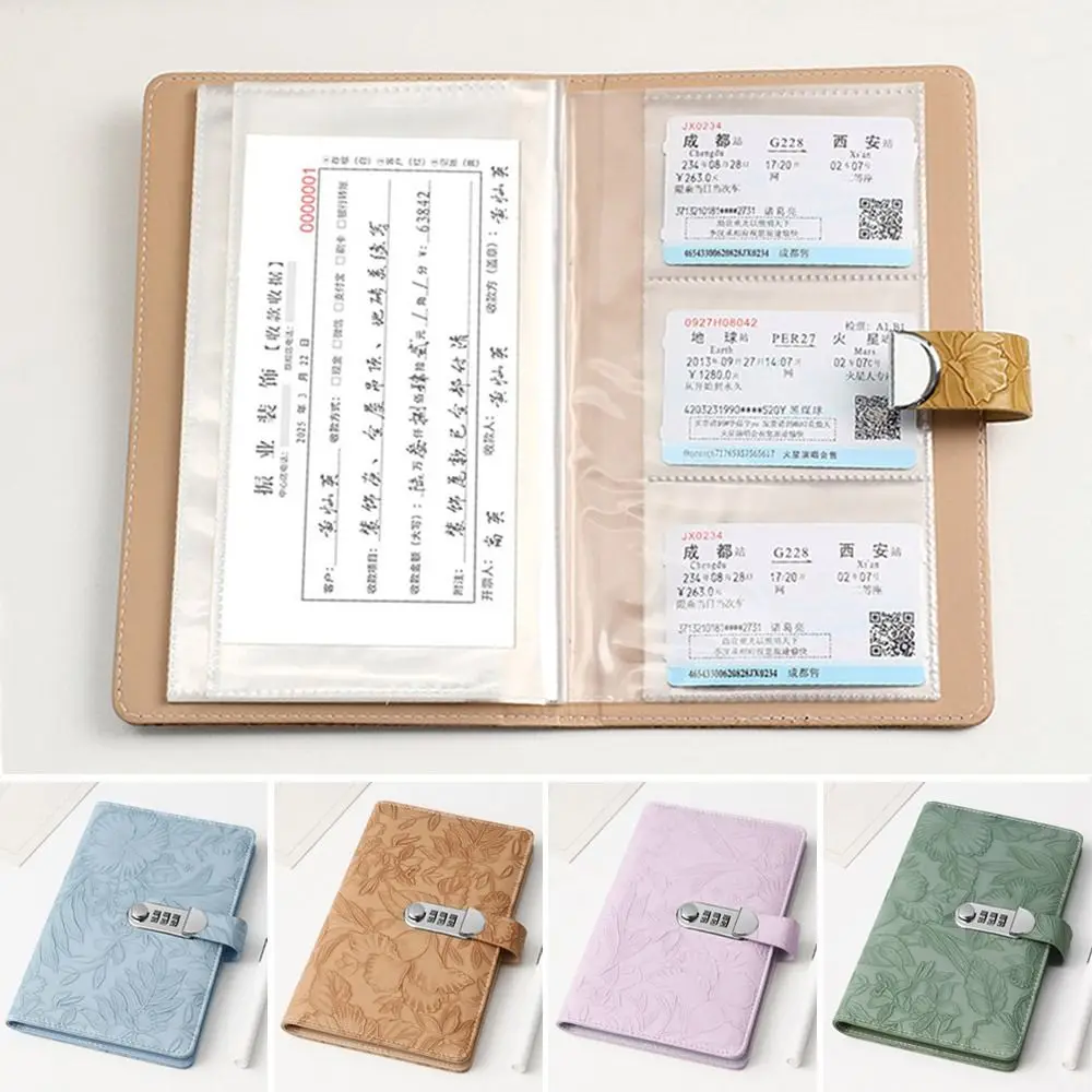 

PU Leather Bank Deposit Folder Transparent Inner Page Waterproof Deposit Collection Book Check Clip Storage Multifunctional