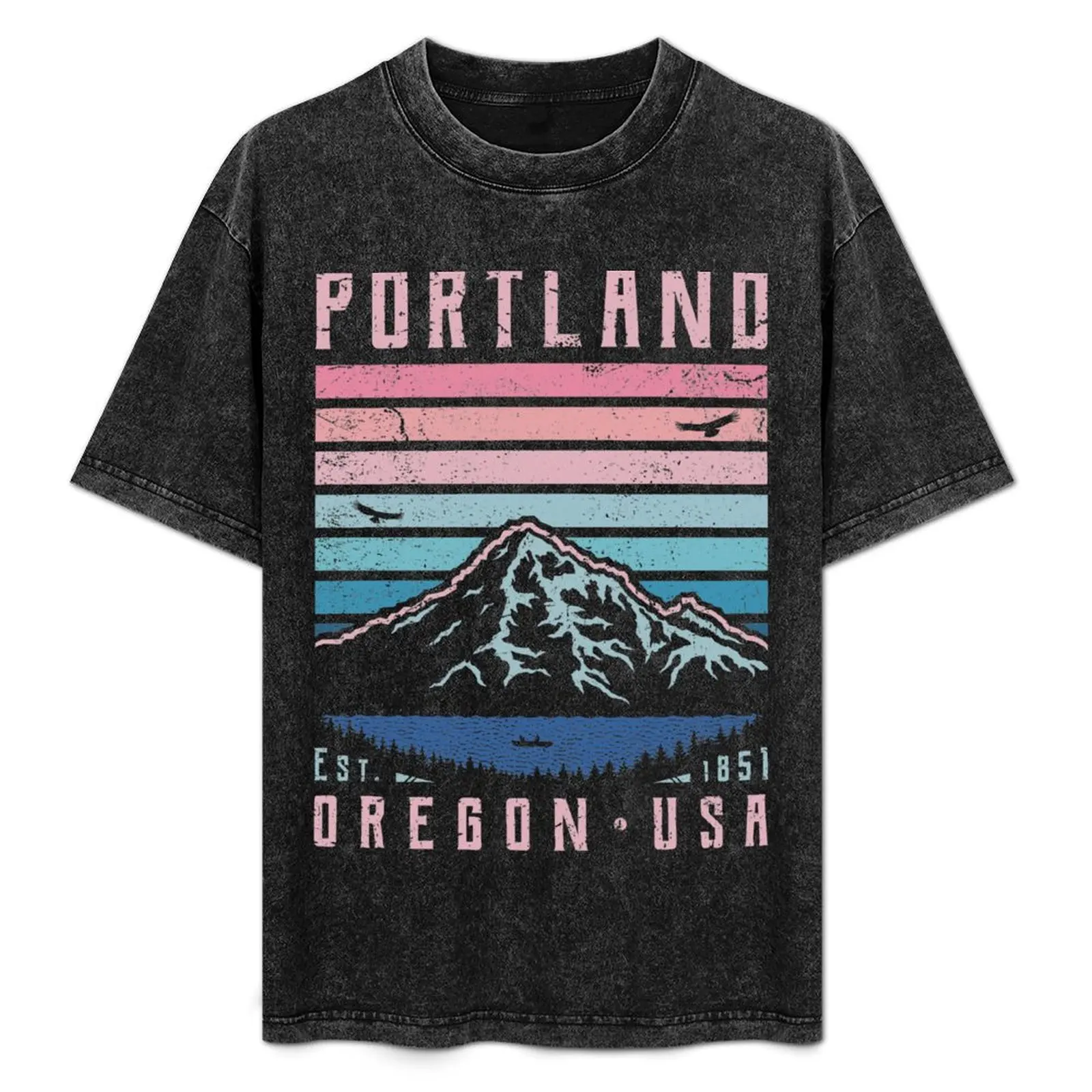 Portland Oregon Retro T-Shirt Heavy Duty Casual Work Tee