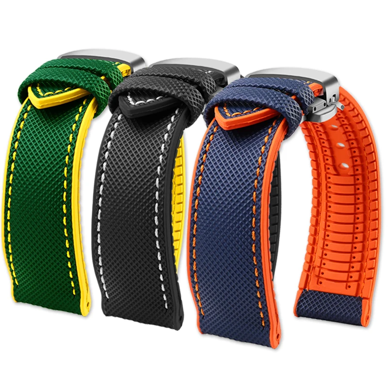 20mm 21mm 22 23 24mm Nylon Rubber Watchband For TAG Heuer F1 Racing Car Diving Strap for Breitling /Omega /Mido/Waterproof strap