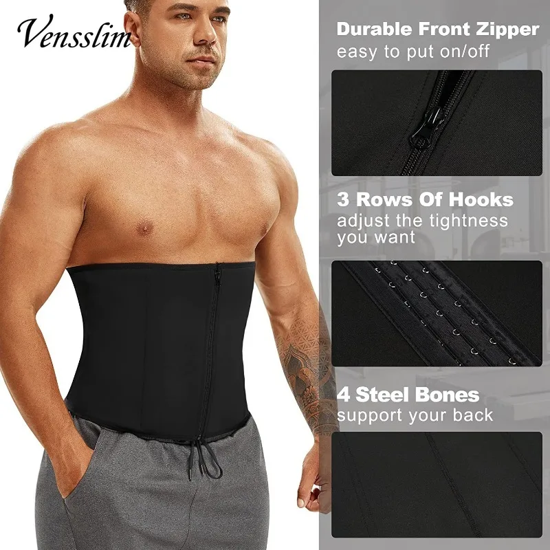 Men Waist Trainer Corsets Double Tummy Control Shapewear Sport Workout Compression Girdle Slimming Body Shaper Belt Weight Loss