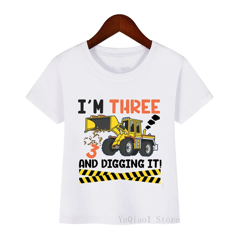 

Fashion Construction T Shirt I'm 2 3 4 5 and Digging It Bulldozer/excavator Print Birthday Boy's T-shirts Funny Tshirts Gift