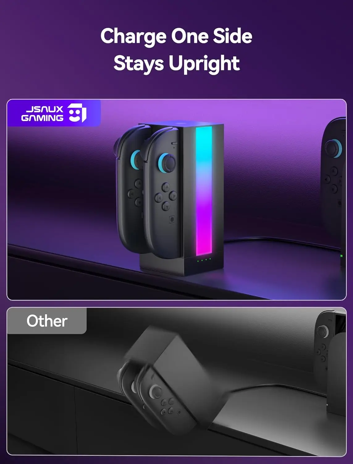 EnergyFlow Charging Dock for Nintendo Switch 2 JoyCon Controllers,4-in-1 RGB One-Touch Charger Station LED Indicator for Switch2