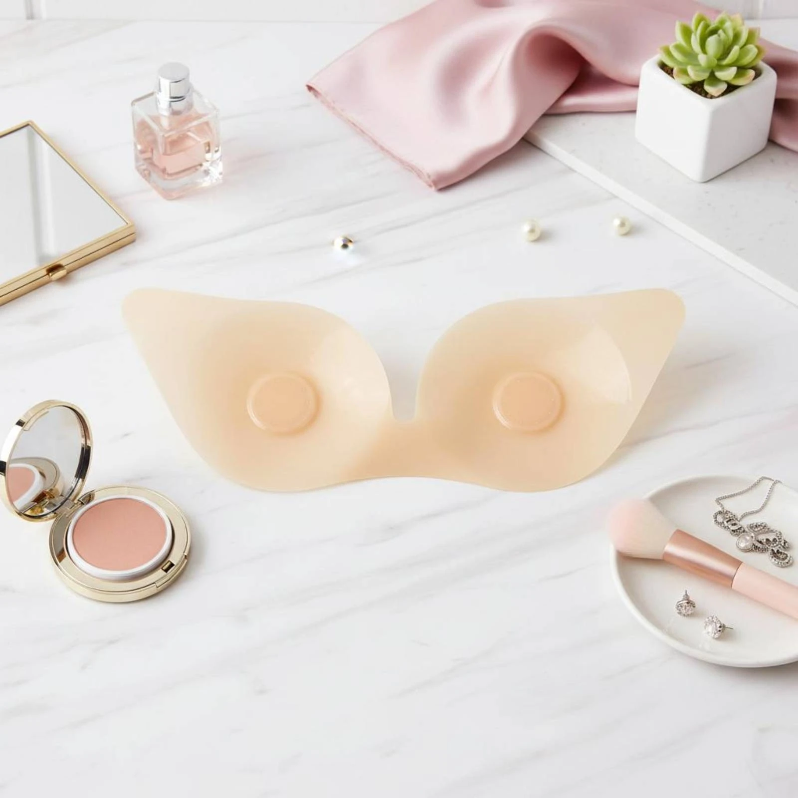 Winged Breast Pasties Silicone Self-Adhesive Pasties Strapless Breast Covers Beige Nipple Cover Seamless - view 6