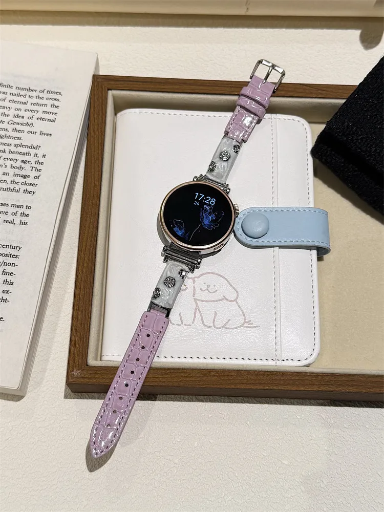 

Suitable for HW Watch Fit3/Fit4 straps and HW Band 8/9/10NFC crocodile patterned drop adhesive handmade straps