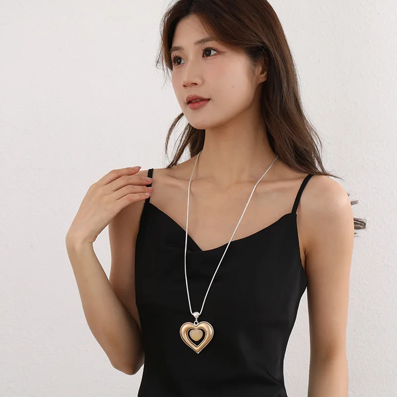 Fashion Long Necklace for Women Heart Pendant Love Jewelry Choker Collares  Luxury Accessories for Women Aliexpress Online Shop