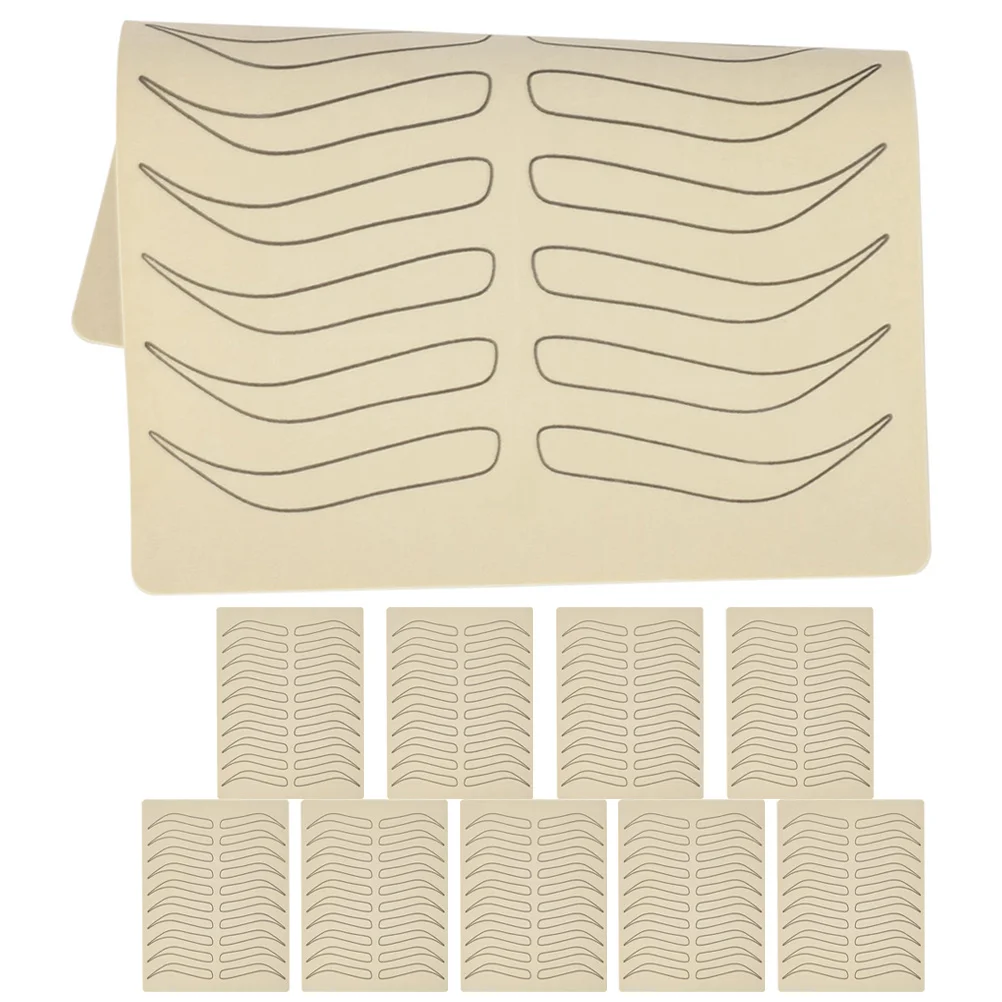 

10Pcs Embroidered Eyebrow Practice Skin Supple Silicone Material Wear-Resistant Tattoo Practice Skin Sheet for Tattoo Machines