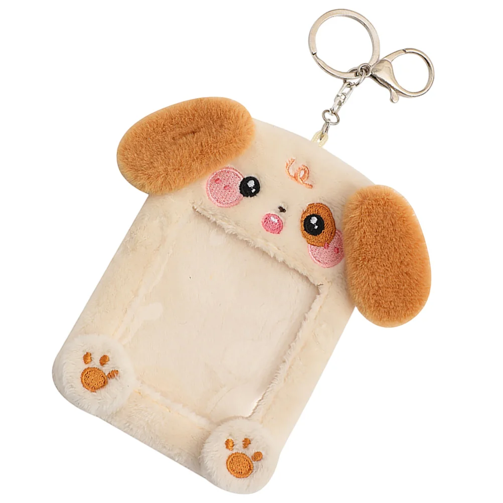 Plush Animal Card Holder Keychain for Men Visible Id Holders Protector Fabric Badge Bus Man Sleeves