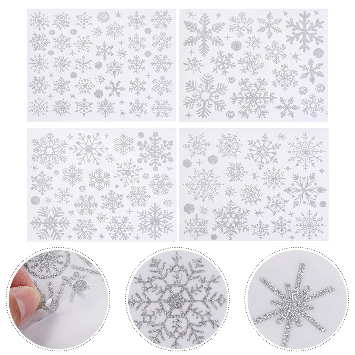 4 قطع من ملصقات ندفة الثلج لعيد الميلاد، شارات جدارية قابلة للإزالة لتزيين المنزل، ملصقات ندفة الثلج، ملصق قابل للإزالة #4