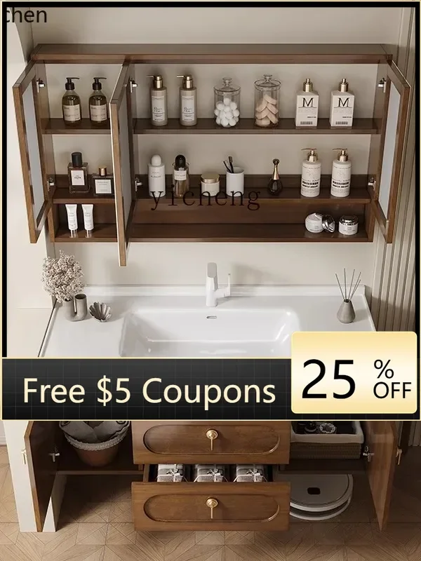 

Z3 Walnut Bathroom Cabinet Washbasin Cabinet Washstand Washbasin Bathroom