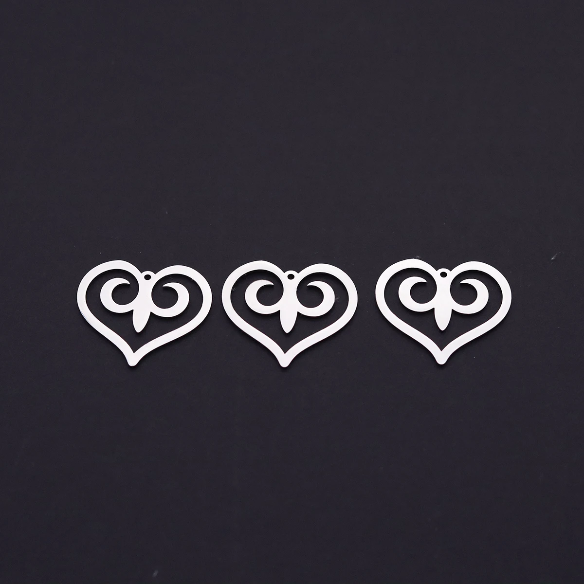 3Pcs Fashion Hollow Owl Inside Heart Stainless Steel Pendant Charms for Jewelry Making Necklace Gifts Craft diy Accessories