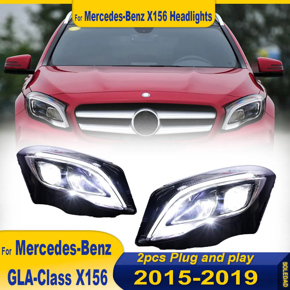 Pair Head lamp Assembly for Benz GLA W156 2015-2019 X156 Headlights LED DRL Turning Animation Front HeadLights Plug and Play