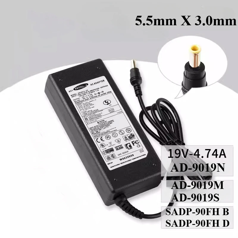 

Brand New BA44-00215A AD-9019N AD-9019M AD-9019S SADP-90FH B SADP-90FH D 19V 4.74A Compatible with Samsung Laptop power adapter